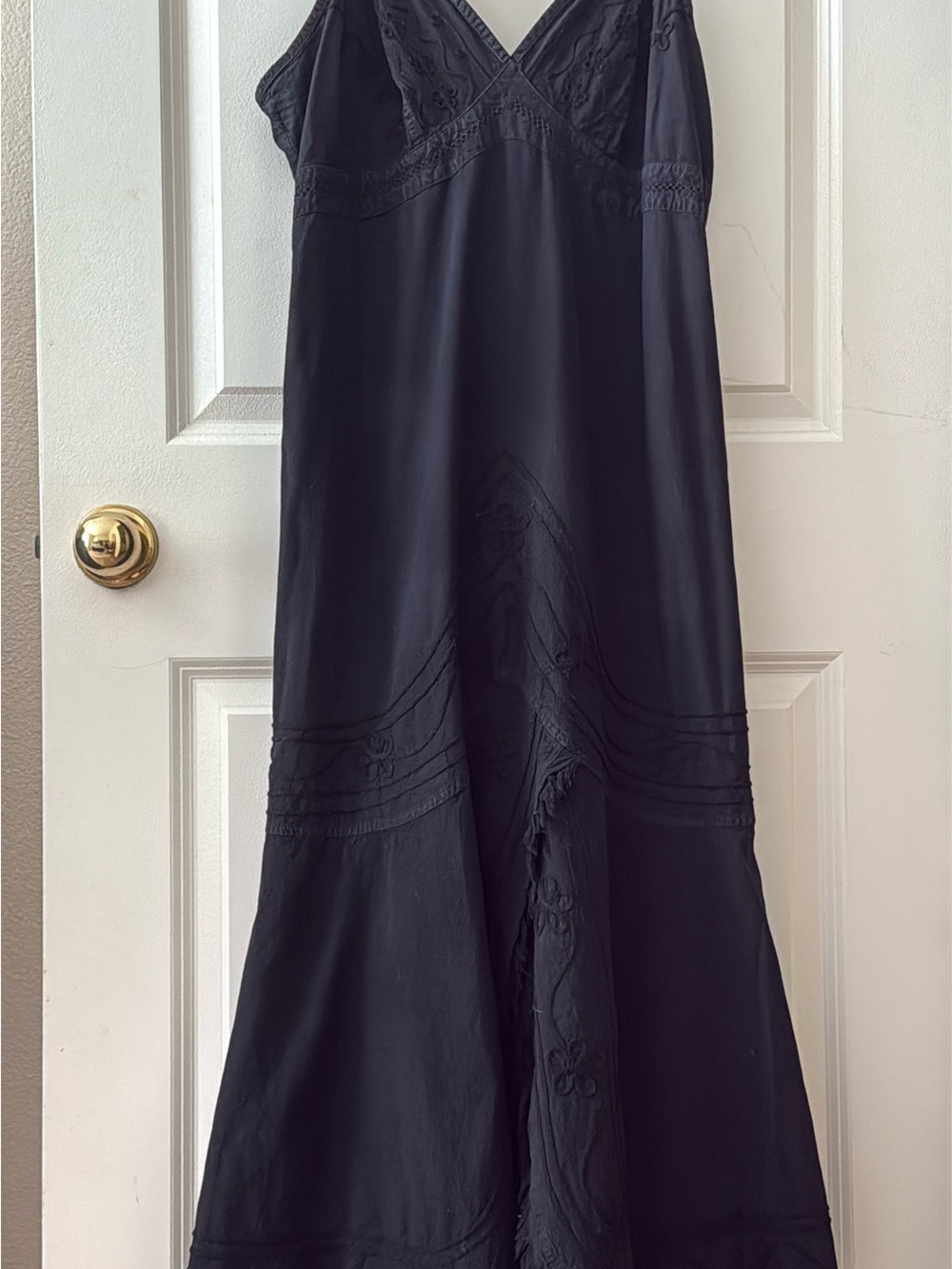 Elegant Black Maxi Dress - V-Neck Slip Style